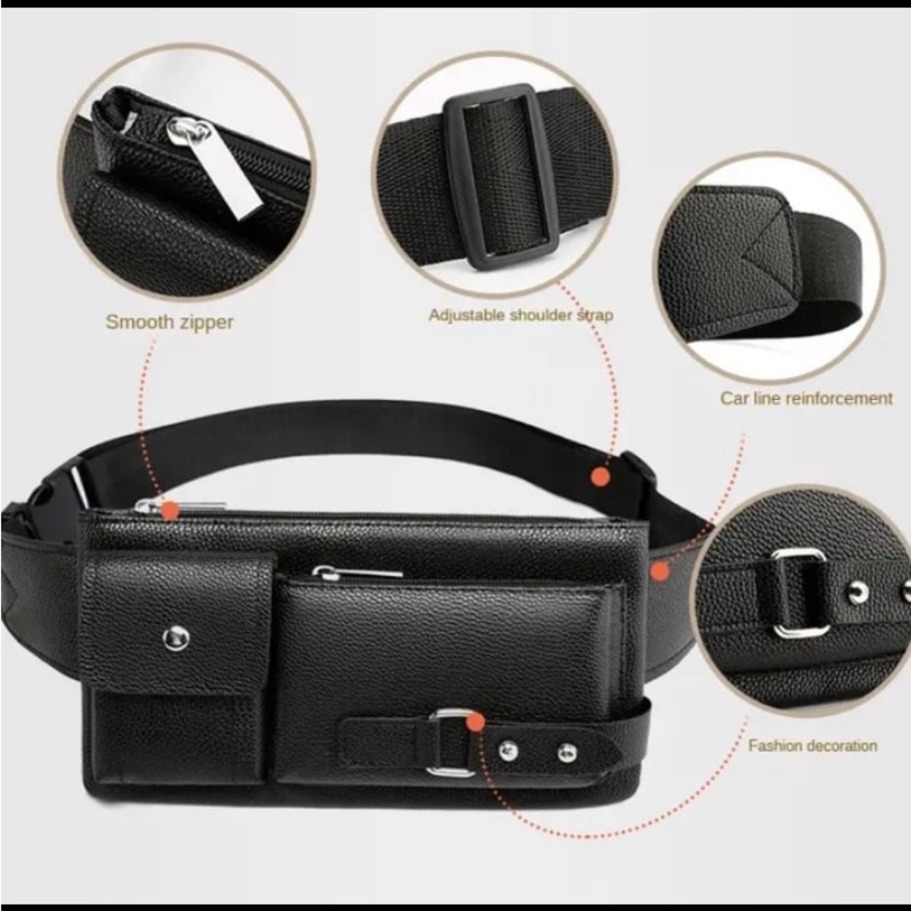 New! Brown Stylish and Durable Men's PU Leather Waist Bag for Outdoor Travel